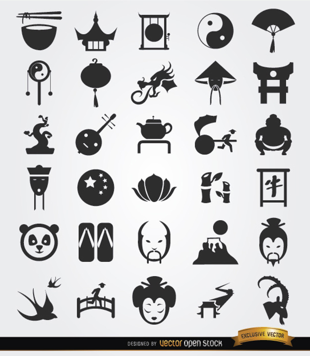 625x718 Chinese Culture Icons Vector Free Download