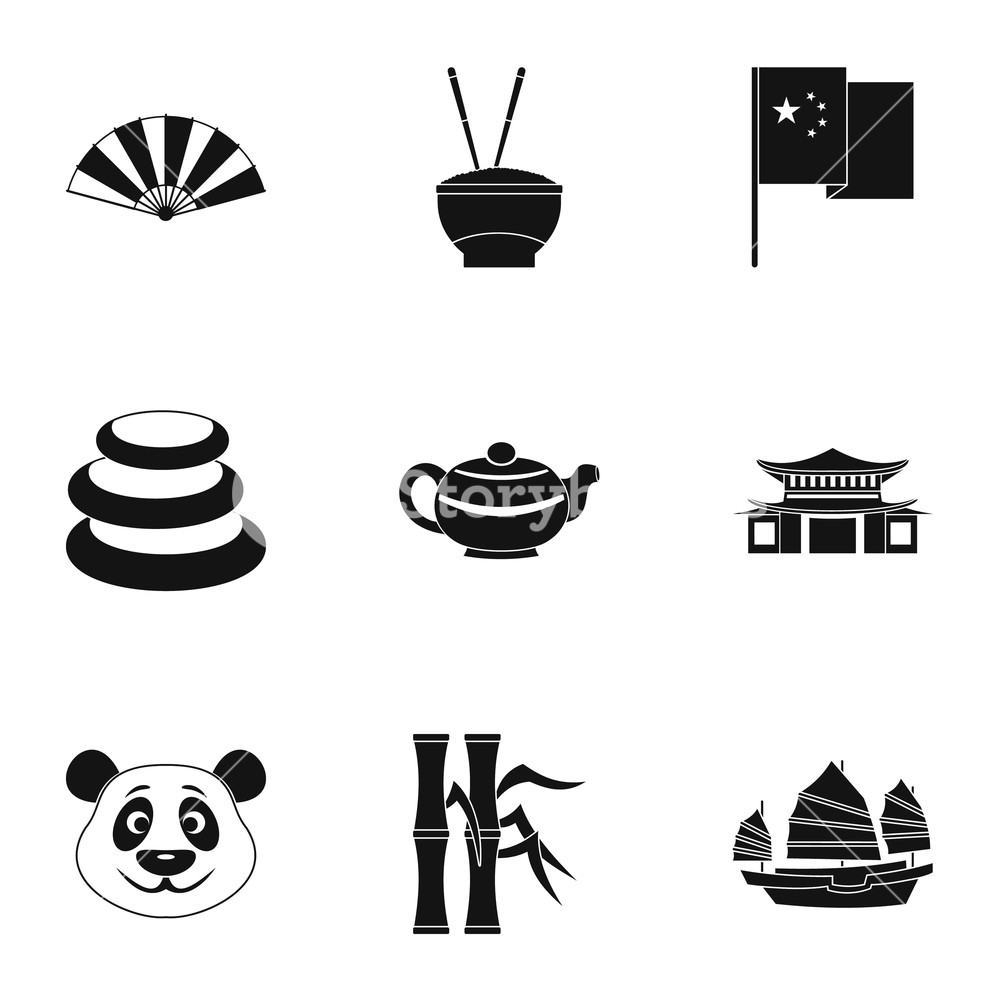 1000x1000 Chinese Icon Set Simple Style Set Of Country Of China Vector