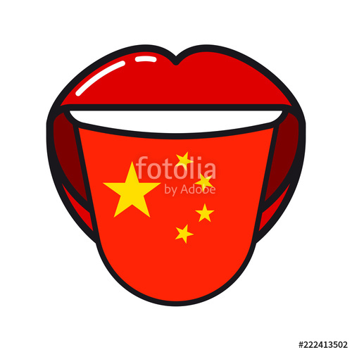 Chinese Language Tongue With Flag China Open Woman Smile Mouth 500x500 Chinese Language Tongue With Flag China Open Woman Smile Mouth