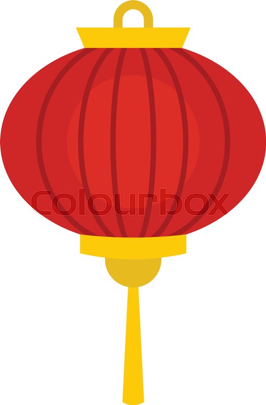 526x800 Red Chinese Lantern Icon Flat Isolated Stock Vector Colourbox