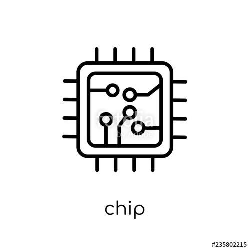 500x500 Chip Icon Trendy Modern Flat Linear Vector Chip Icon On White