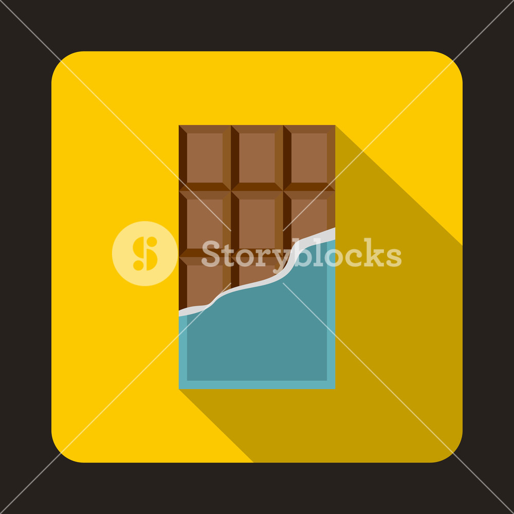 1000x1000 Chocolate Bar Icon In Flat Style With Long Shadow Sweets Symbol