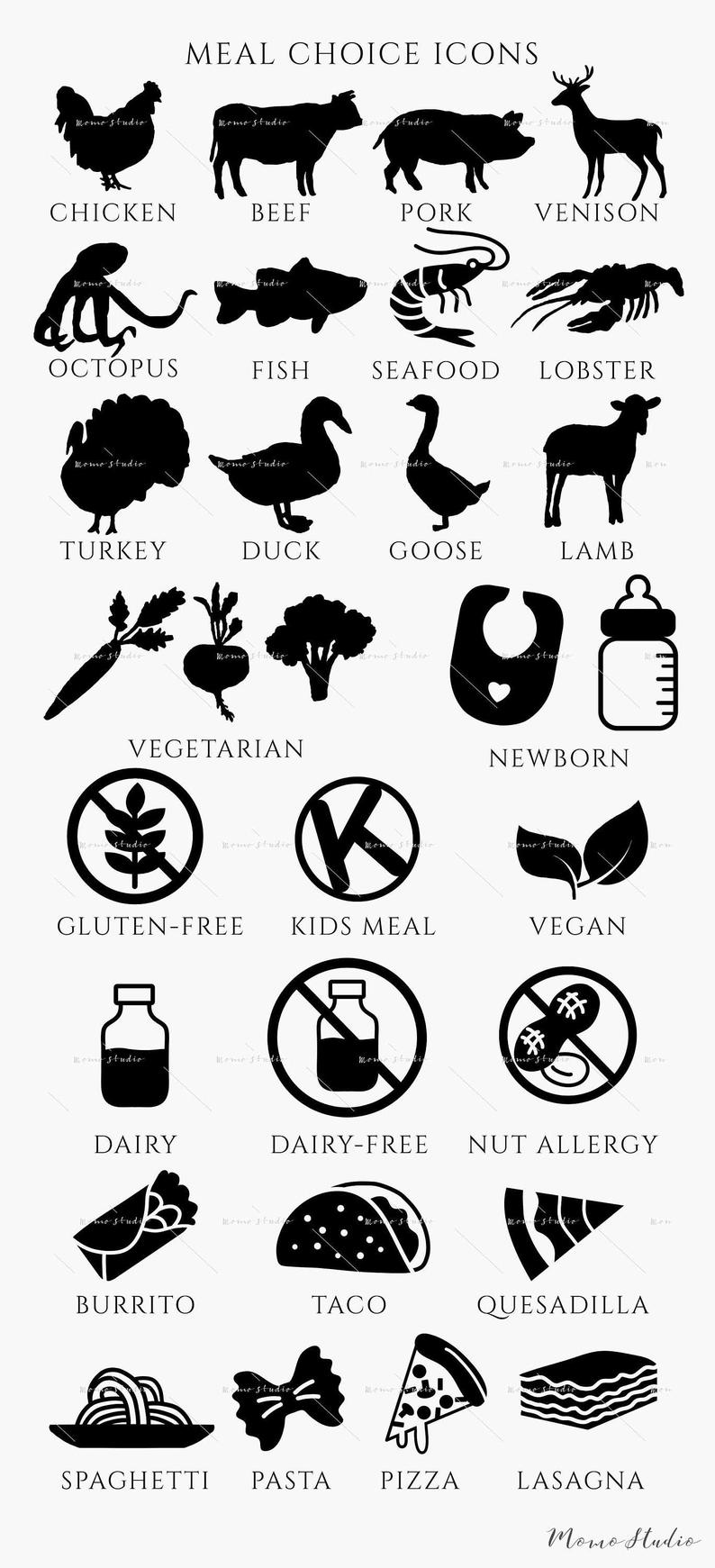 794x1741 Meal Choice Icon Beef Vegetarian Vegan Gluten Free Etsy