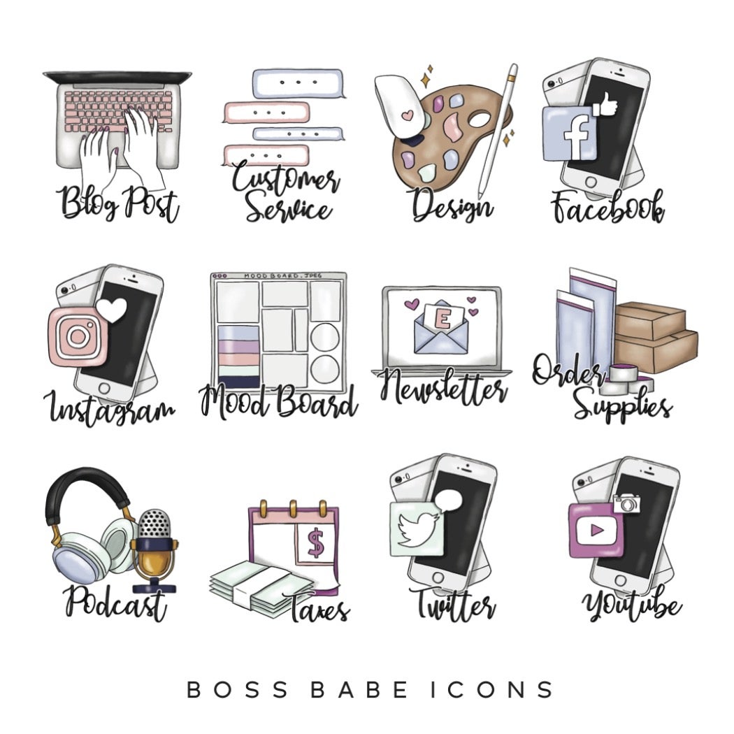 1050x1050 Boss Babe Planner Icons Paperpanduh