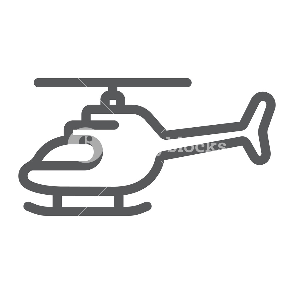 1000x1000 Helicopter Line Icon, Transportation And Chopper, Aircraft Sign
