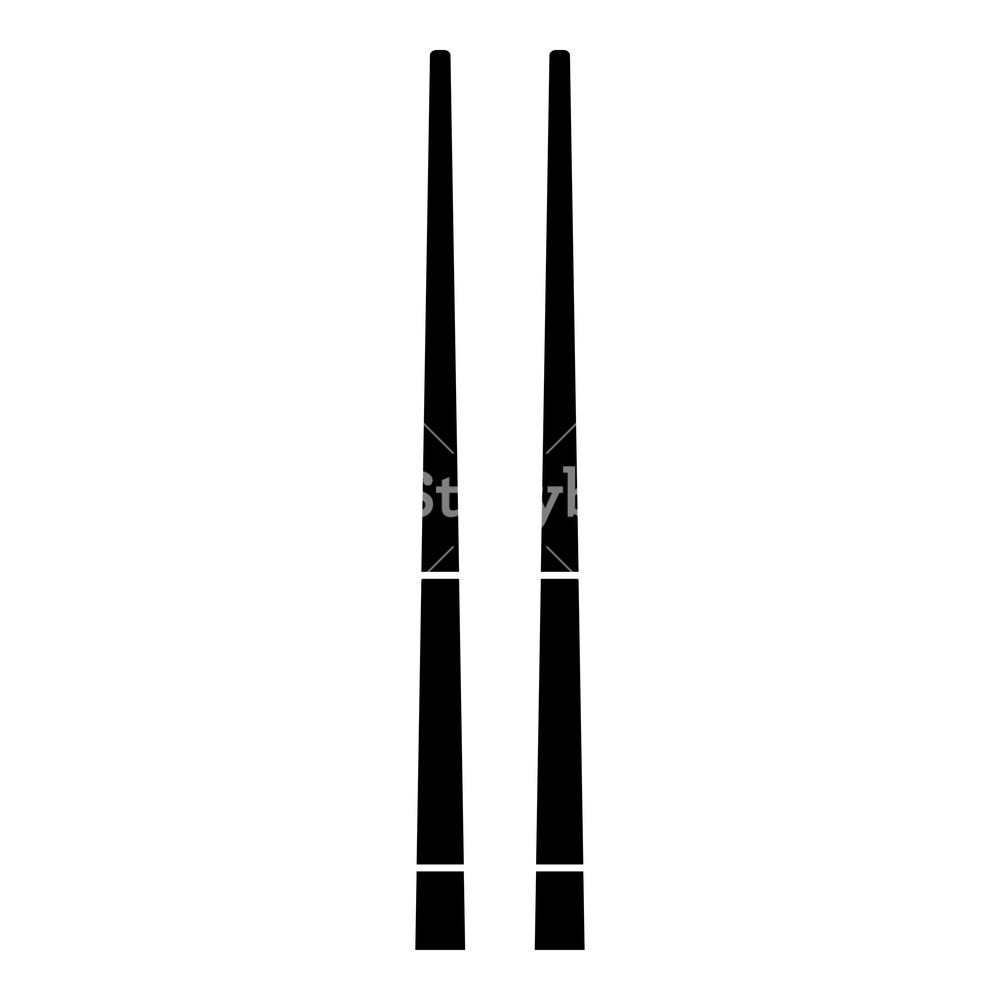 1000x1000 Chinese Chopsticks Icon Black Color Vector Illustration Flat Style