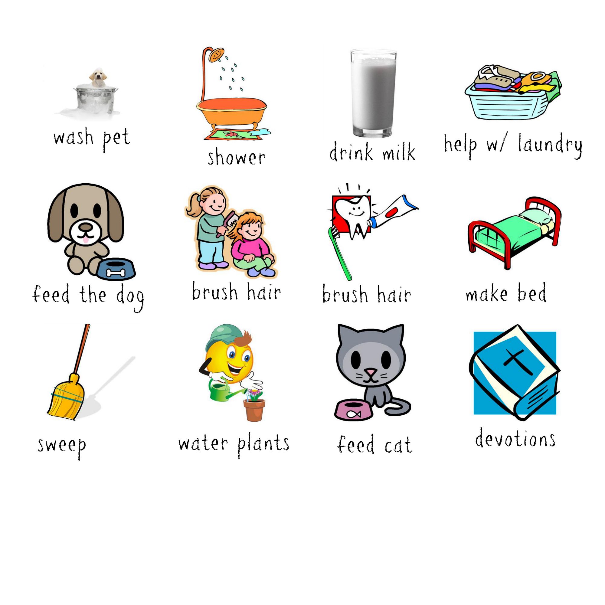2000x2000 Free Printable Chore Chart Icons Children Responsibility Chart
