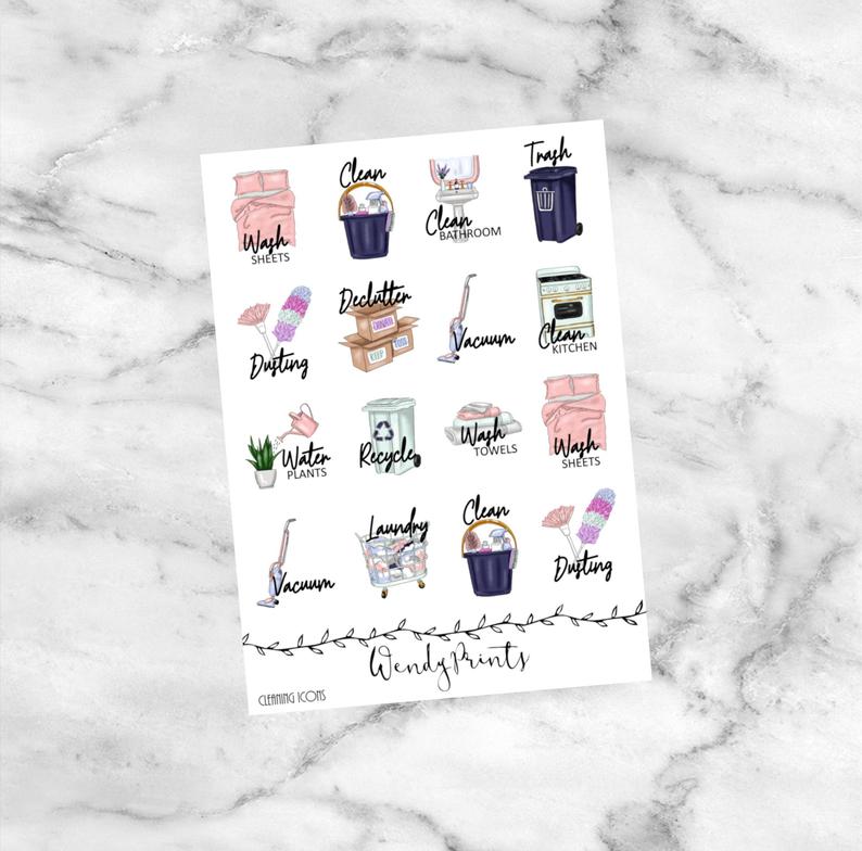 794x784 Cleaning Icons Planner Stickers Icon Stickers Chore Etsy
