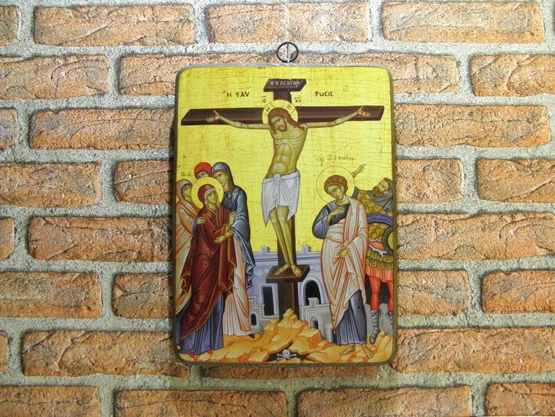 794x596 Wood Icon Of The Crucifixion Of Jesus Christ Crucifixion Etsy