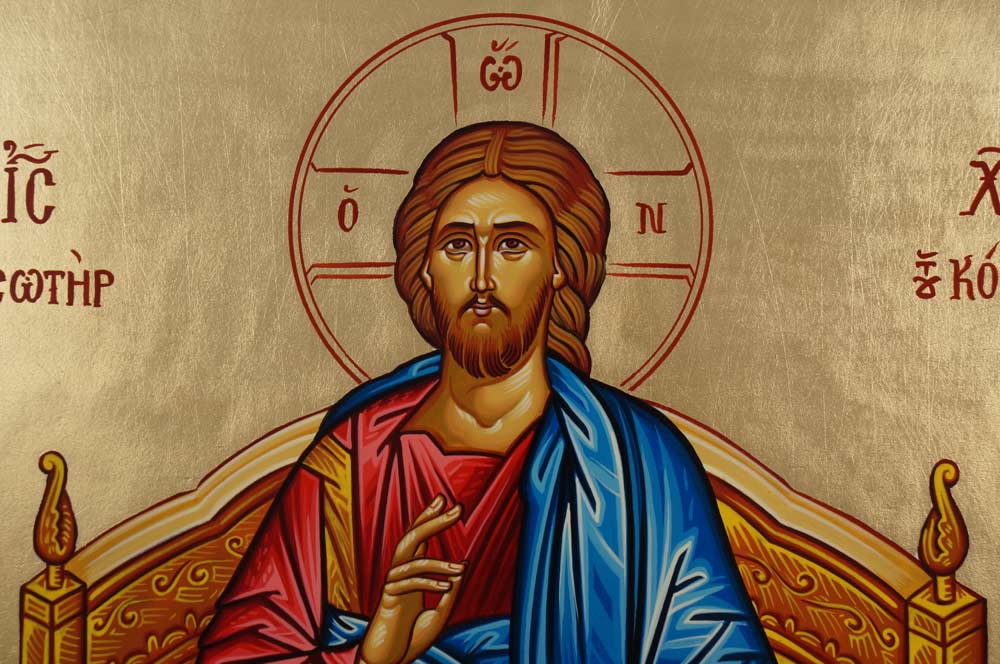 1000x664 Christ Enthroned Hand Painted Icon