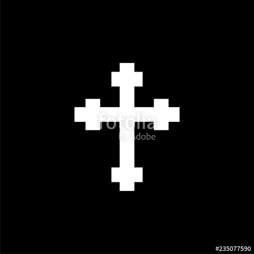 500x500 Christian Church Logo, Cross Icon On Dark Background Stock Photo