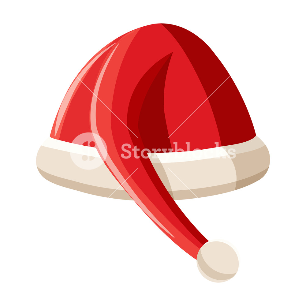 1000x1000 Red Christmas Hat Icon In Cartoon Style Isolated On White