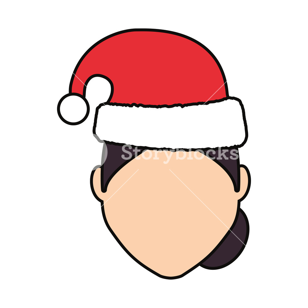 1000x1000 Avatar Woman With Christmas Hat Icon Over White Background Vector