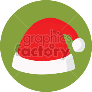 300x300 Christmas Santa Hat On Green Circle Background Icon Clipart