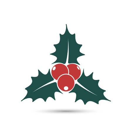 450x450 Christmas Holly Berries Icon, Vector Simple Mistletoe Decorative