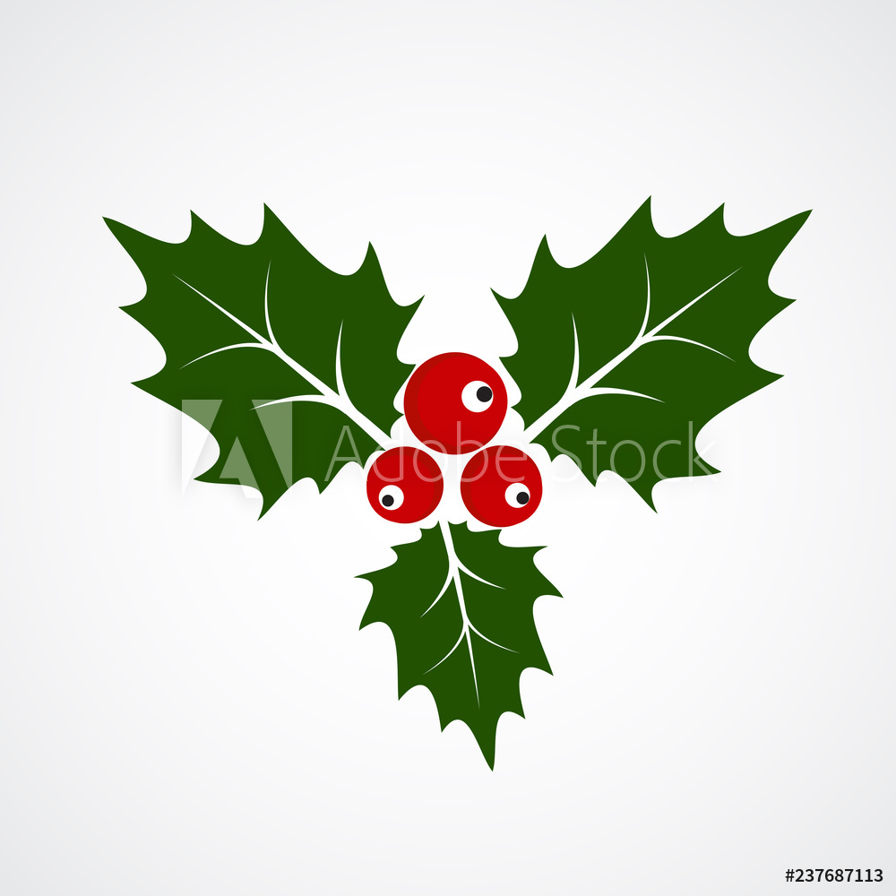 1000x1000 Photo Art Print Flat Icon Of Christmas Holly Berry Vector