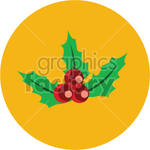 300x300 Christmas Holly Berries On Yellow Circle Background Icon Clipart