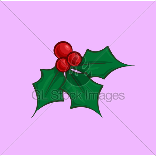 500x500 Christmas Cartoon Icon Holly Mistletoe Gl Stock Images