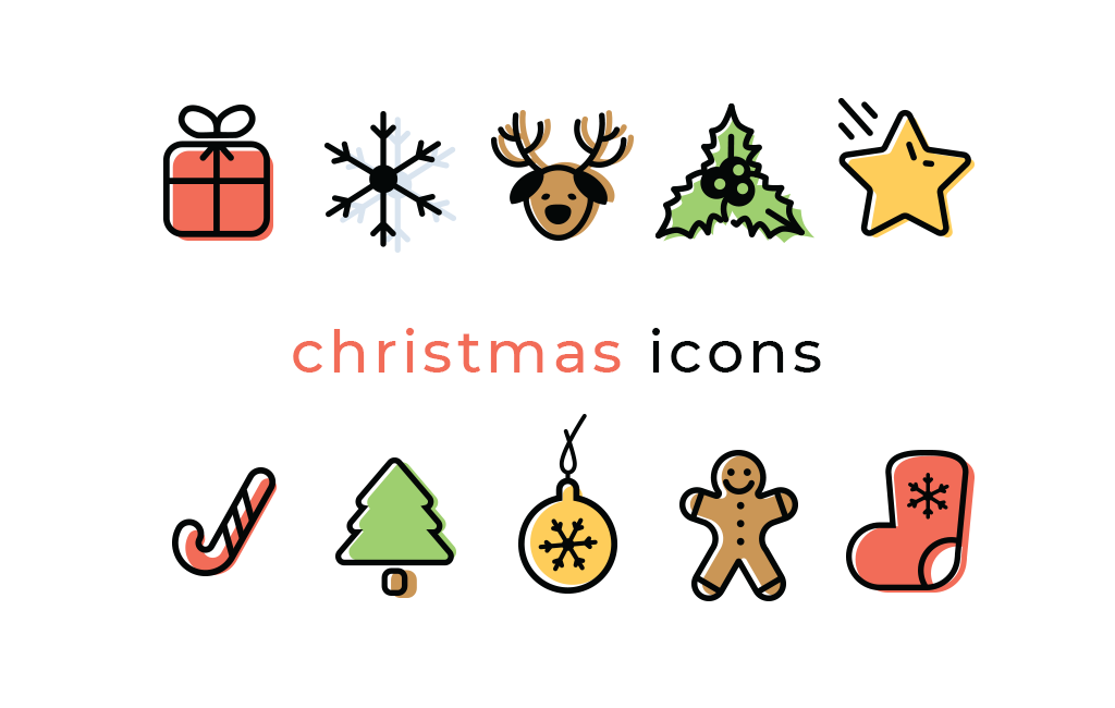 1024x650 Christmas Vector Icon Set