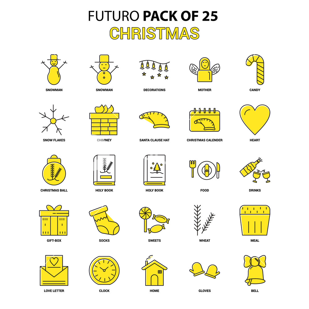 1000x1000 Christmas Icon Set Yellow Futuro Latest Design Icon Pack Royalty