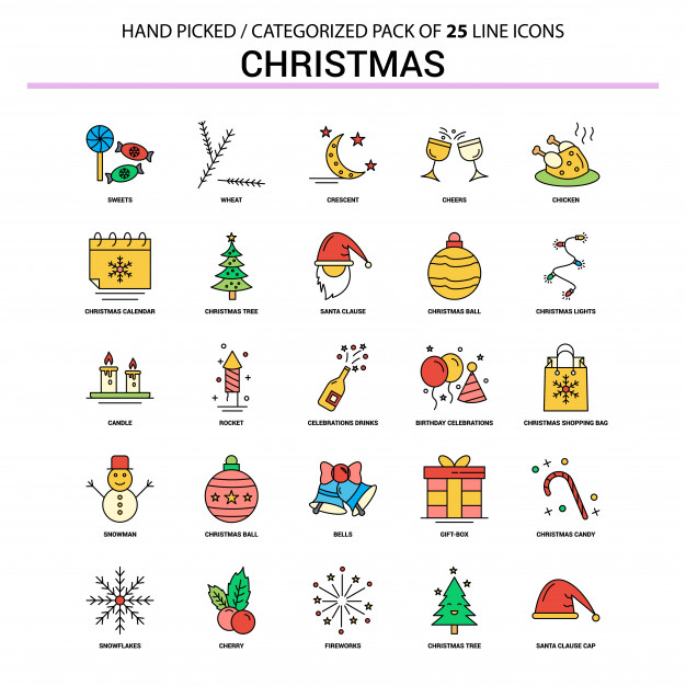 626x626 Christmas Flat Line Icon Set Vector Premium Download