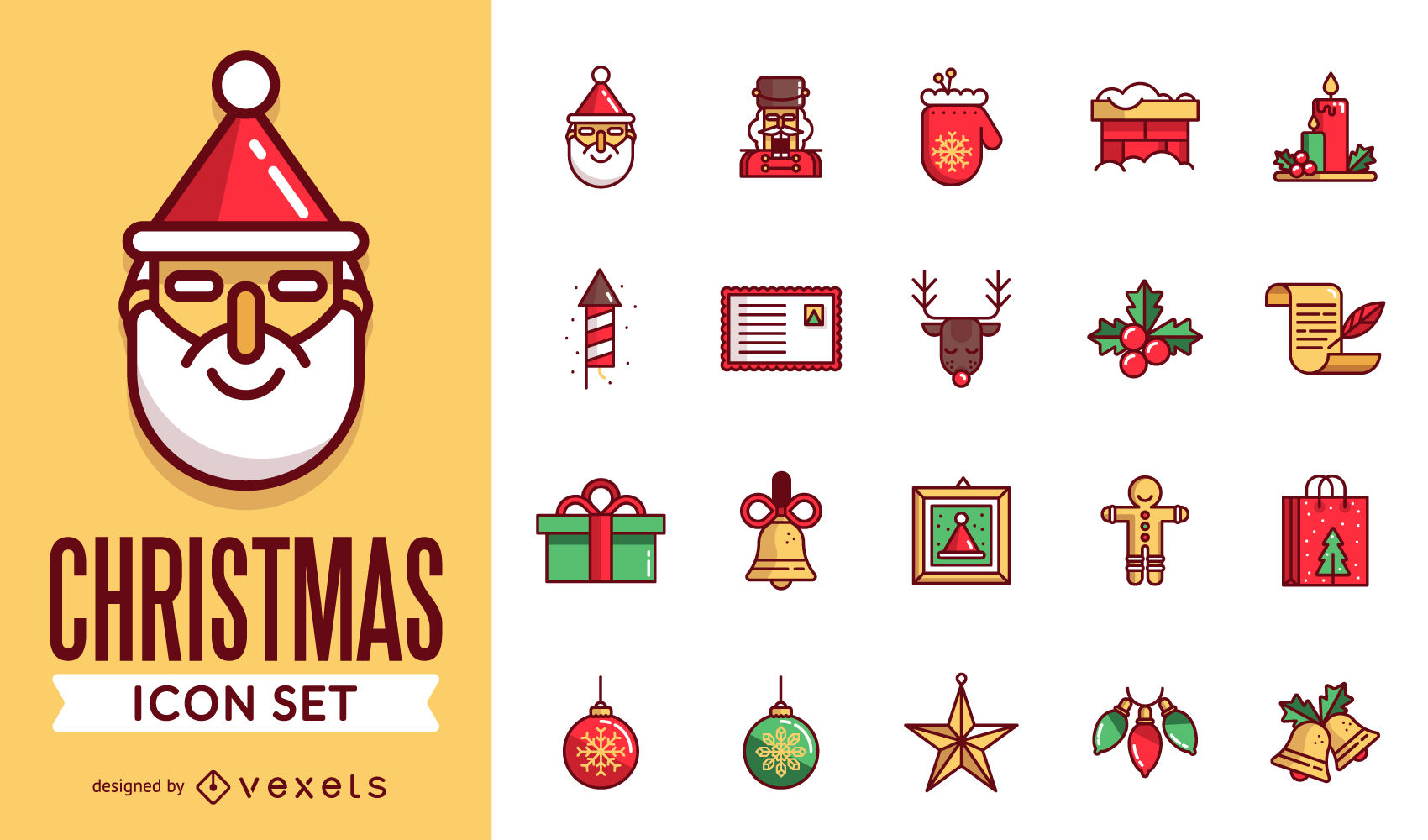 1700x1000 Flat Stroke Christmas Icon Pack
