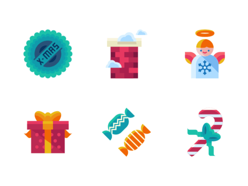 500x375 Vector Christmas Line Icons Set On Round Icons Premium