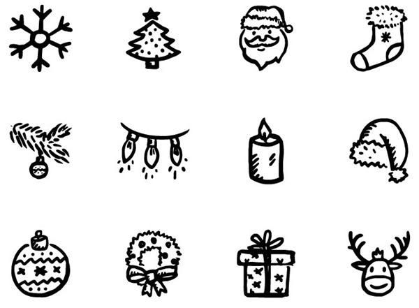 600x441 Christmas Hand Painted Black And White Png Icon My Free