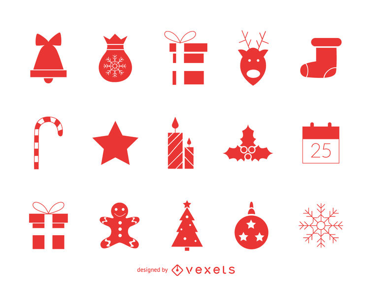 755x570 Classic Red Christmas Icon Set