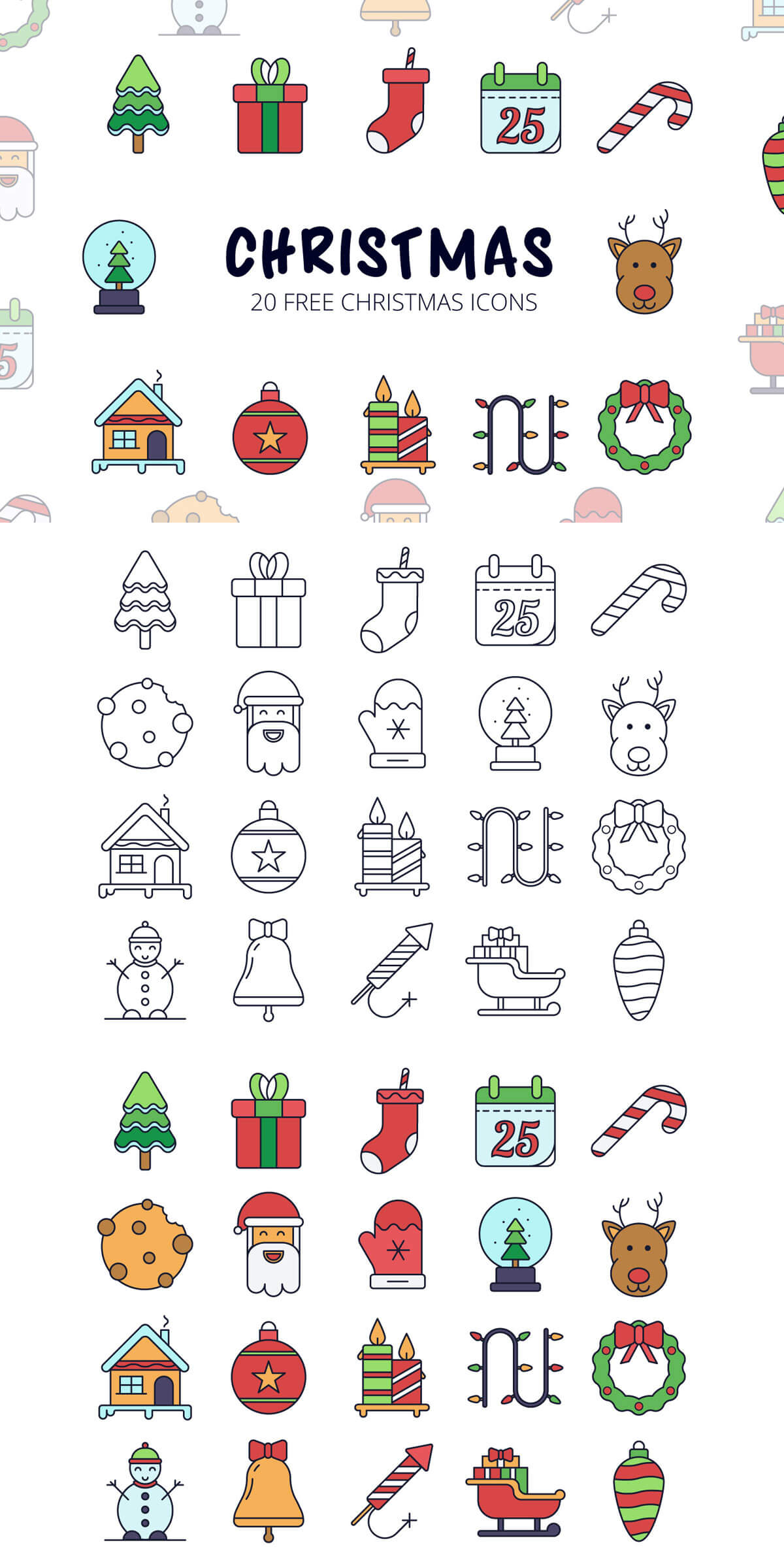 1200x2394 Free Christmas Vector Icon Set