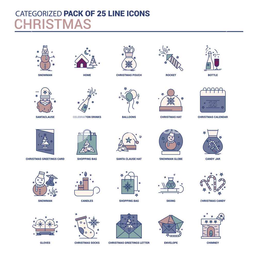 1000x1000 Vintage Christmas Icon Set