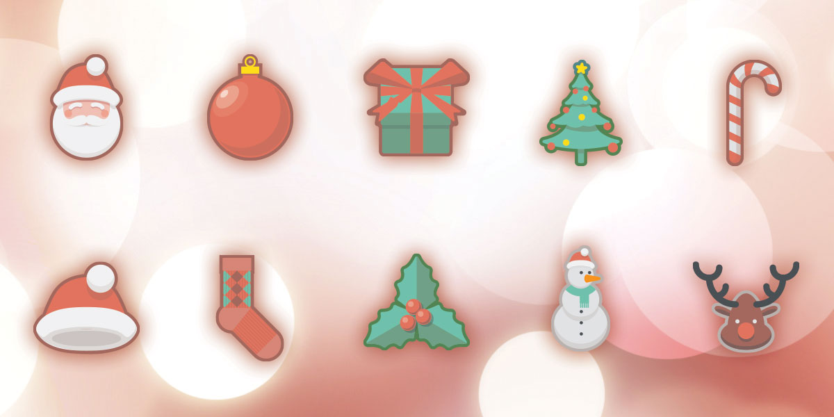 1200x600 Christmas Holidays Free Icon Set