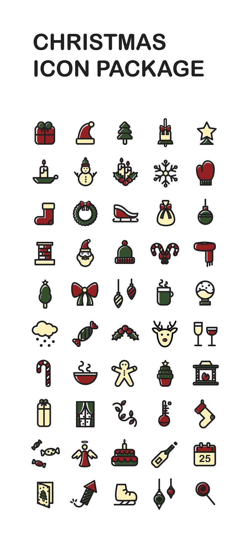 800x1699 Christmas Icon Set