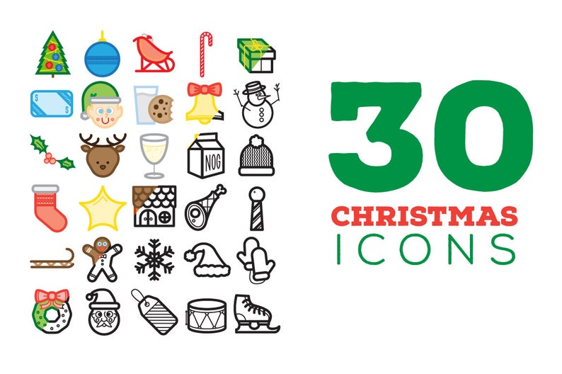 794x528 Christmas Icon Set Christmas Clipart Set Santa Clipart Etsy