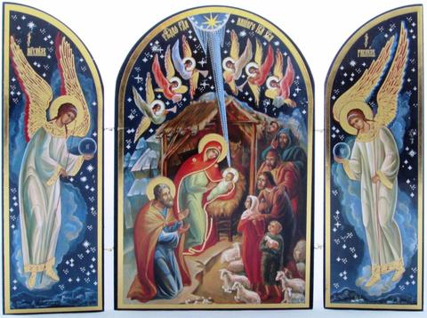 480x357 Nativity Triptych Russian Icon, Perfect Christmas Gift Authentic