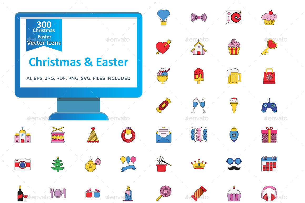 1160x772 Christmas Party And Easter Icon Pack