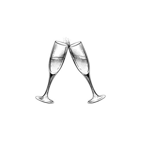 490x490 Drink Champagne Sign Christmas Party Icon With Clinking Wine