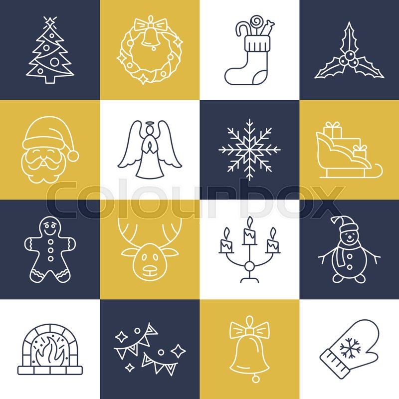 800x800 New Year Icons Christmas Party Stock Vector Colourbox