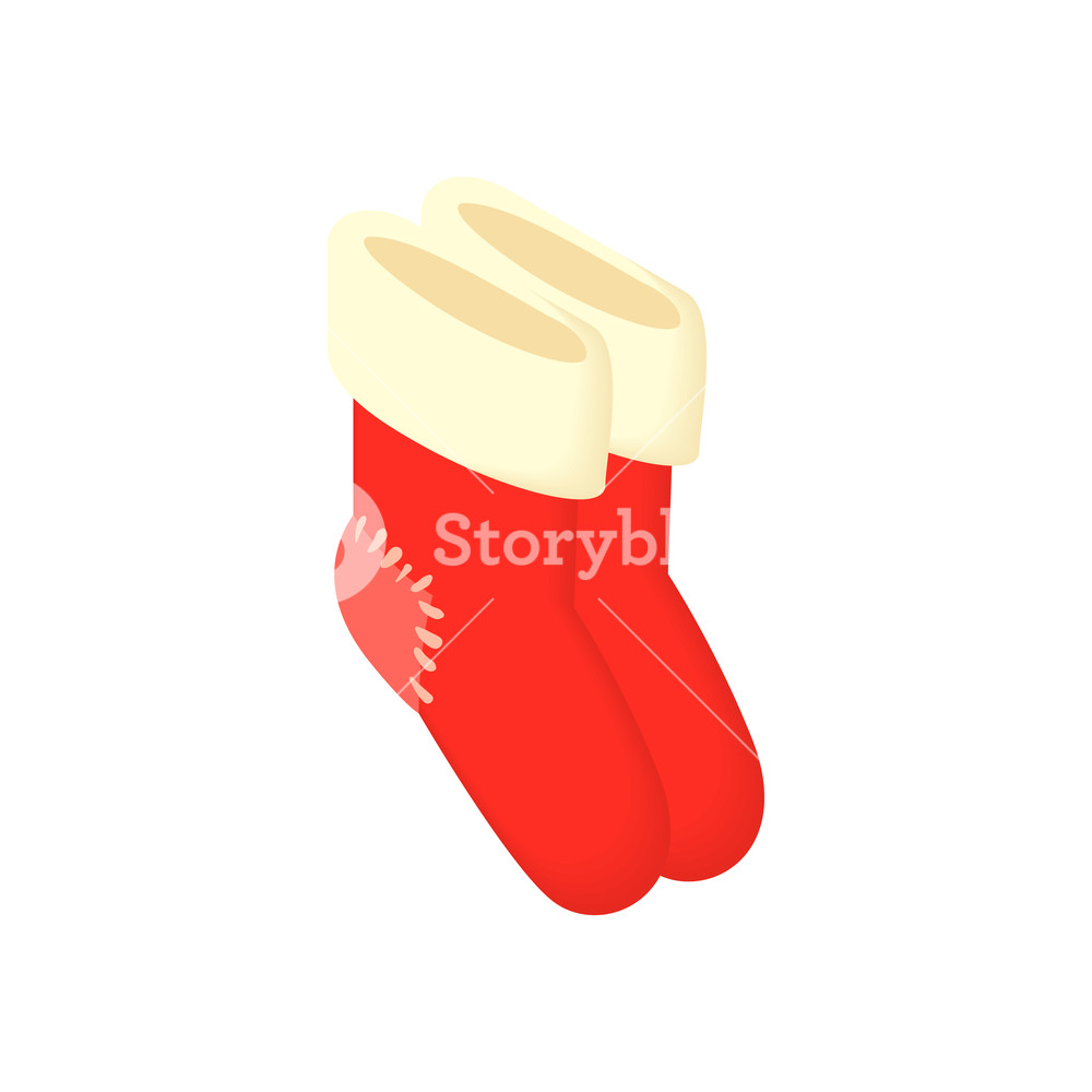 1000x1000 Christmas Socks Icon In Cartoon Style Isolated On White Background