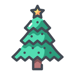 256x256 Christmas Tree Icon Of Colored Outline Style