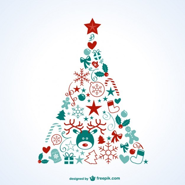 626x626 Christmas Tree With Icons Free Vector