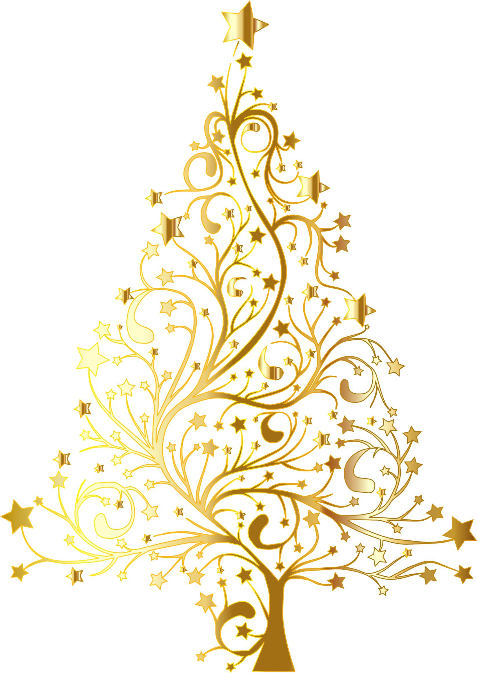 1645x2319 Starry Christmas Tree Gold No Background Icons Png