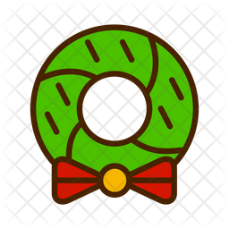 256x256 Christmas Wreath Icon Of Colored Outline Style