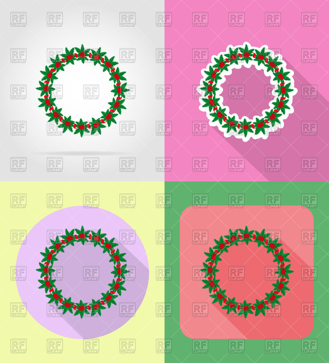 1086x1200 Christmas Wreath Flat Icons Vector Image Of Signs, Symbols, Maps