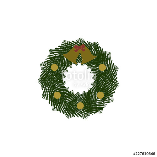 500x500 Christmas Wreath Icon On White Background Stock Image And Royalty