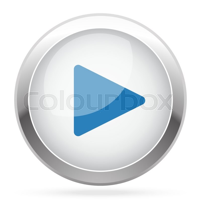800x800 Blue Play Icon On White Glossy Chrome Stock Vector Colourbox