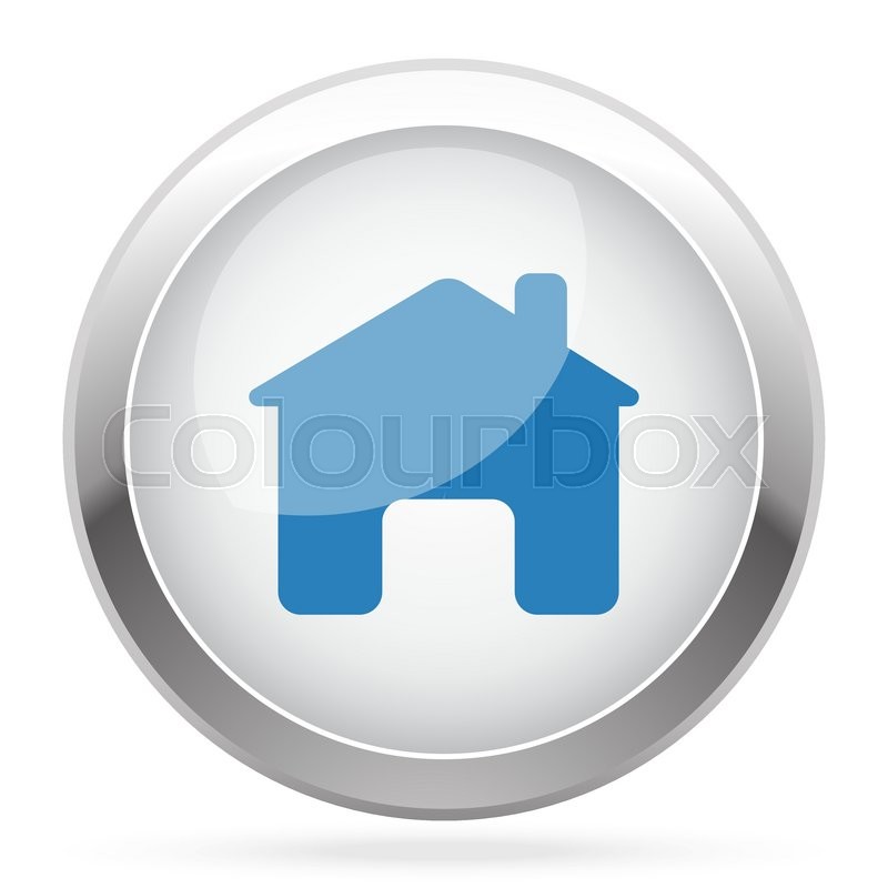 800x800 Blue Home Icon On White Glossy Chrome Stock Vector Colourbox