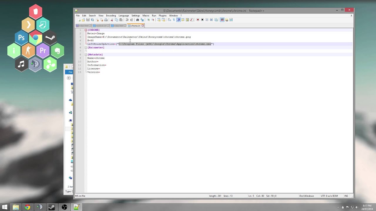 1280x720 Honeycomb Rainmeter Skin Setup