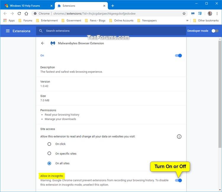 750x651 Enable Or Disable Extensions In Incognito Mode In Google Chrome