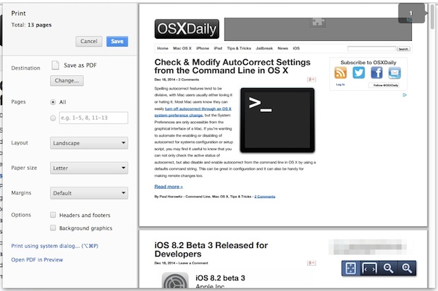 620x413 Make Chrome Use The Default Print Window In Mac Os X Osxdaily